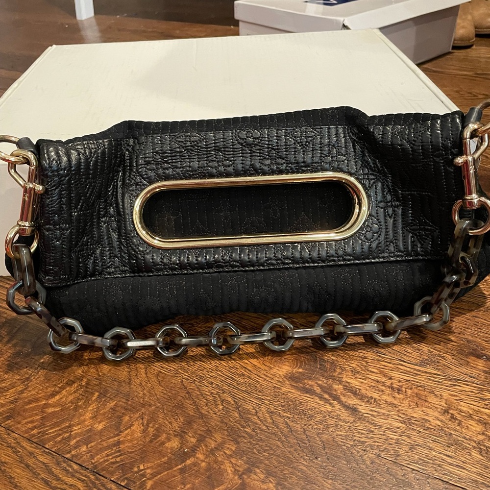 Authentic LV black monogram motard chain clutch
